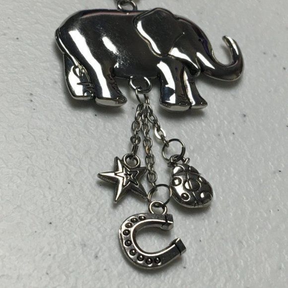 Silver Tone Lucky Elephant Handbag Luggage Tag Luck Charms - Picture 5 of 8